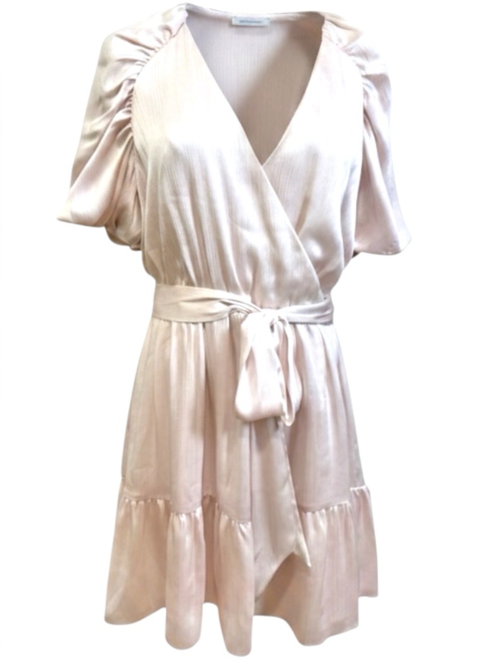 Ted Baker NWT Loueese Pale Pink Plisse Satin Wrap Mini Dress Size 4 (US 10)